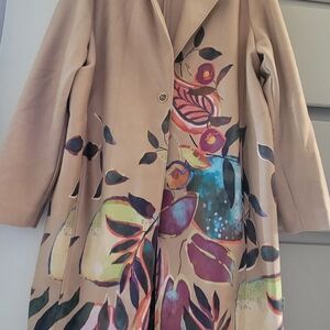 Chico's Multicolor Floral Trench Coat
